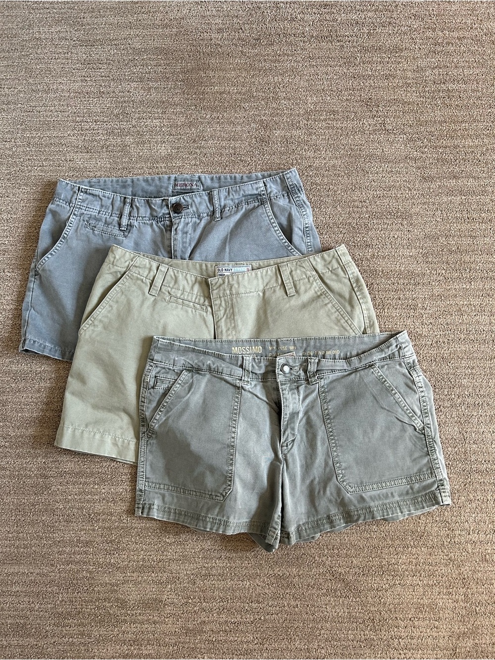 Lot of Shorts - Olive, Khaki, Gray Utility Shorts size 8
